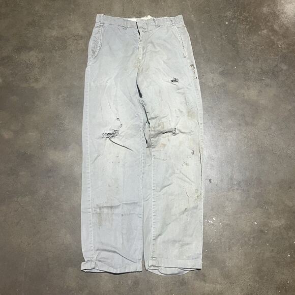 Vintage 50s Grey Sanforized Sail Cloth Cotton Chinos 28x29